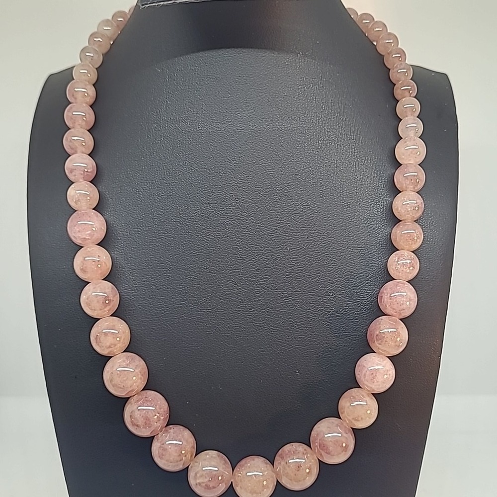Vintage Jay King Necklace Rose Quartz Round Beads 925 Sterling Silver